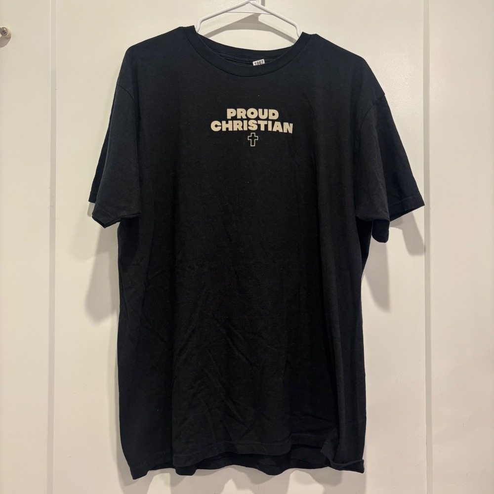 Sunday Cool Proud Christian Graphic T-Shirt Black Mens XL Cross Religious Tee